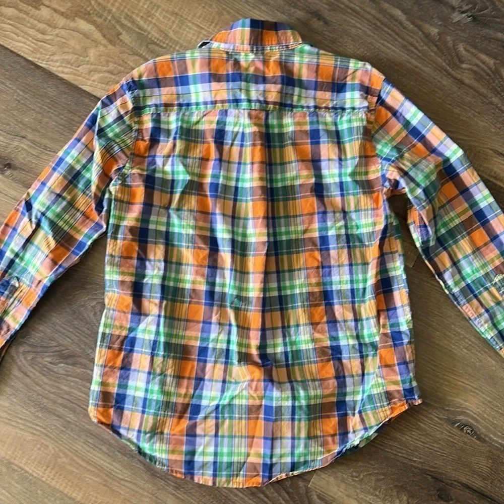 Ralph Lauren boys dress shirt size 7 orange,blue,green,yellow,white stripes